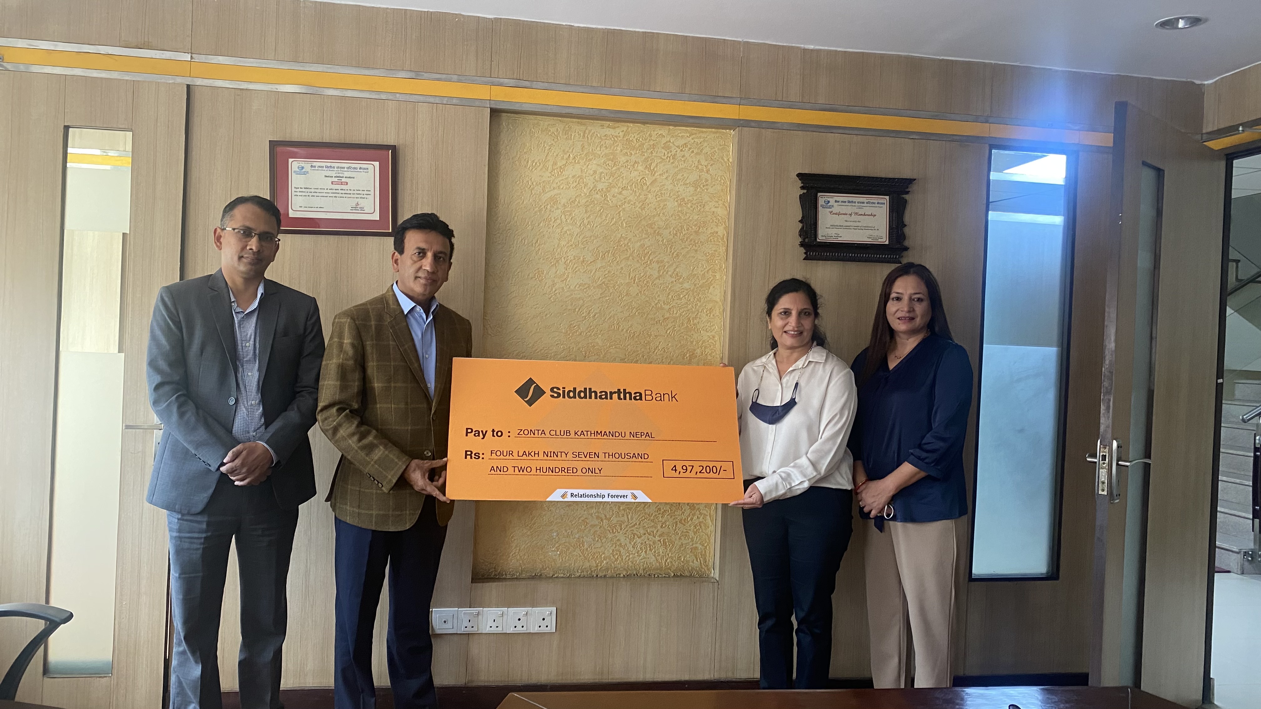 Financial Support to Zonta Club Kathmandu Nepal